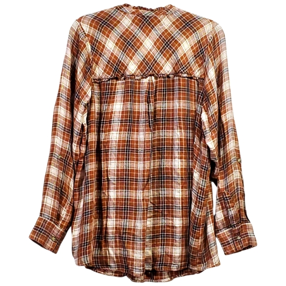 Democracy Size 1X- NWT Brown Plaid Button-Up Shirt - Picture 5 of 6